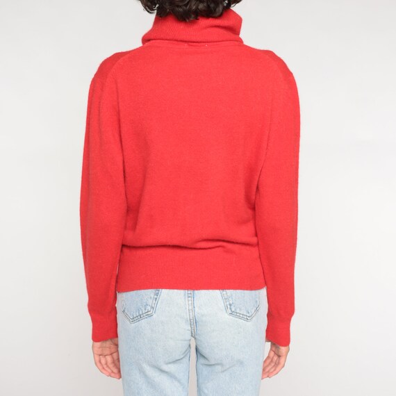 Red Turtleneck Sweater 90s Wool Angora Blend Knit… - image 7