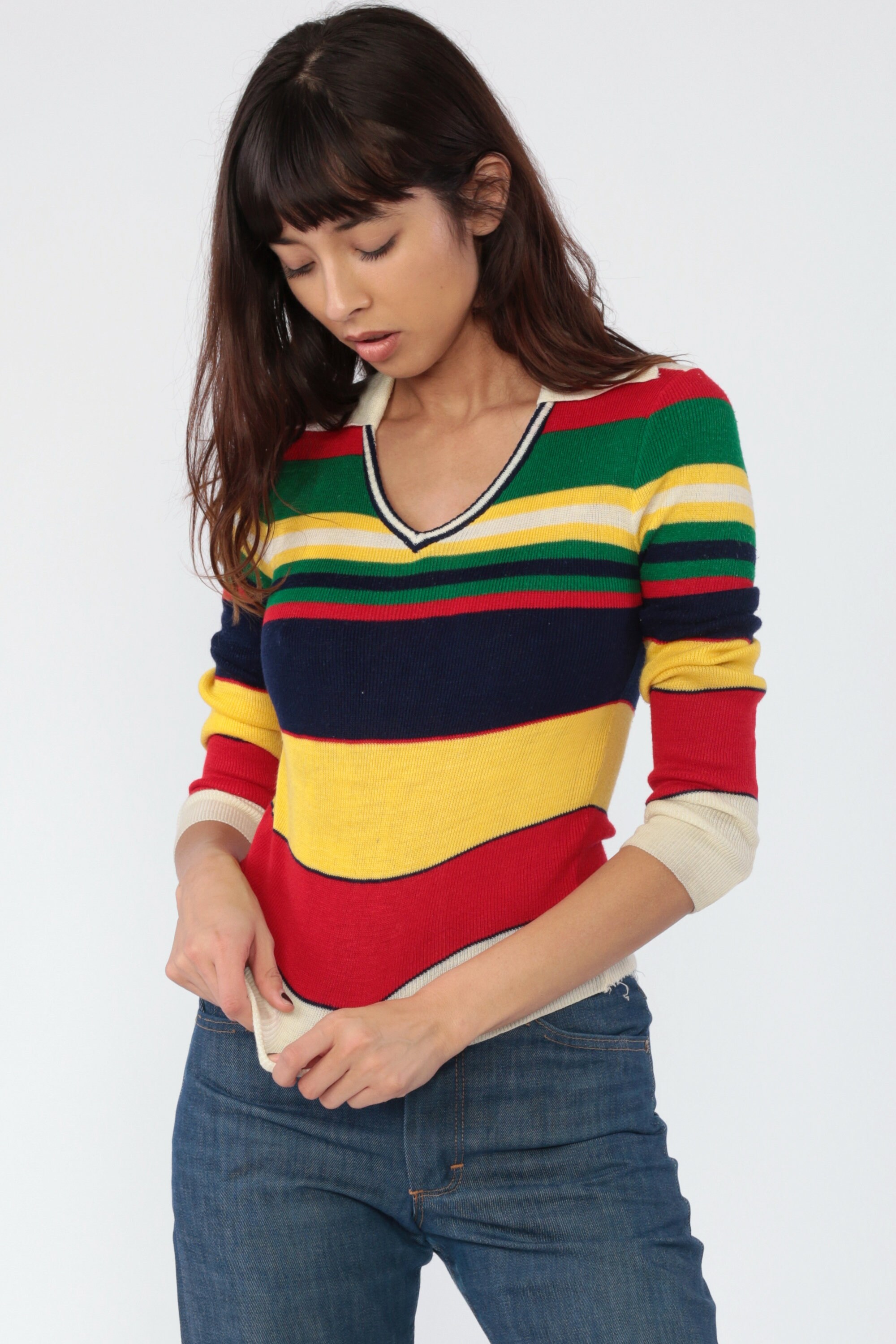 v neck sweater over collared shirt