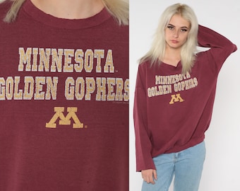 Minnesota Golden Gophers Sweatshirt 90s University of Minnesota Shirt College Football Sports Retro Burgundy Vintage 1990s Extra Large xl