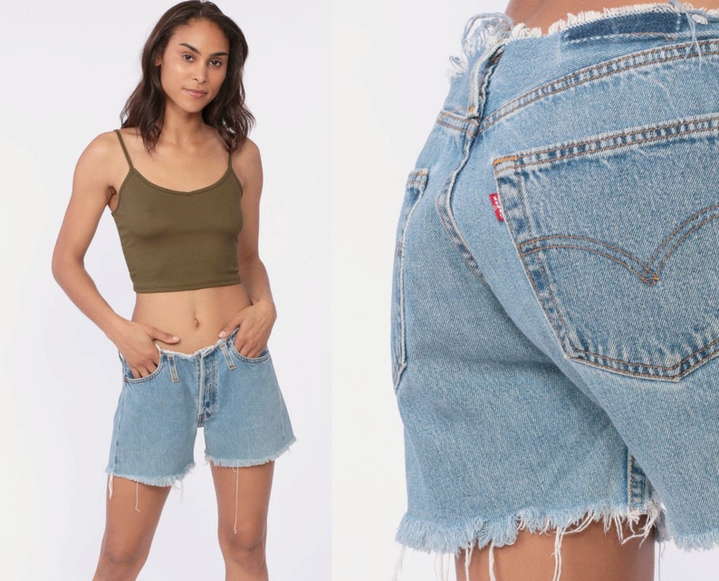 frayed cut off jeans