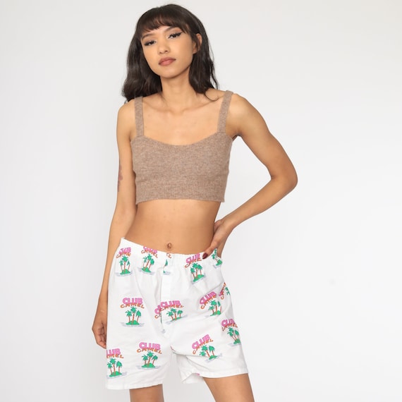 Vintage Joe Camel Boxer Shorts 90s Club Camel Tobacco Smoking 1990s Elastic Waist Rise Retro Tropical Palm Tree Small Medium