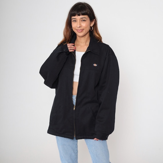 Dickies Jacket Black 90s Zip Up Jacket Workwear 90s Streetwear Utility Jacket Zip Up Plain Jacket Men's Extra Large XL