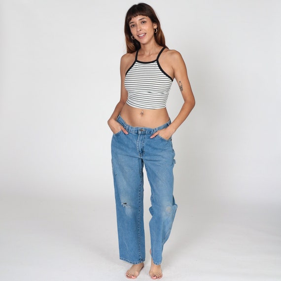 Dickies Carpenter Jeans 34 Y2K Denim Cargo Pants High Waisted Straight Leg Workwear Distressed Ripped Knee Vintage 00s Large 34 X 30
