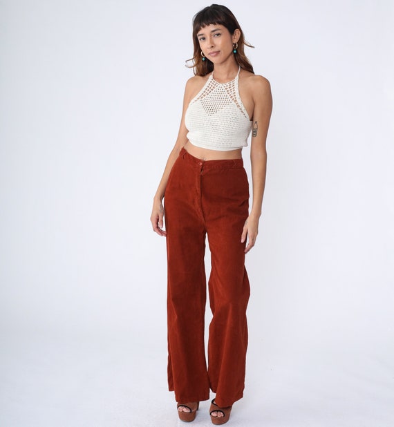 70s Bell Bottoms Brown Flared Pants Hippie Flares… - image 3