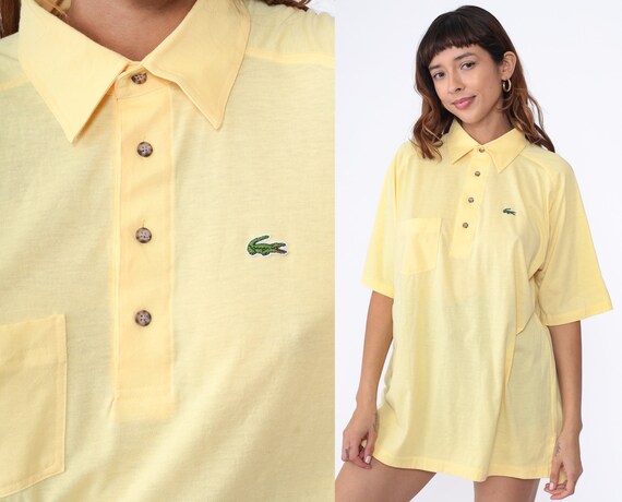 Yellow Lacoste Polo Shirt 90s Izod Collared Shirt… - image 1