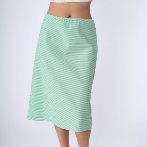 70s Midi Skirt Striped Green White Skirt Mod Hipp… - image 4