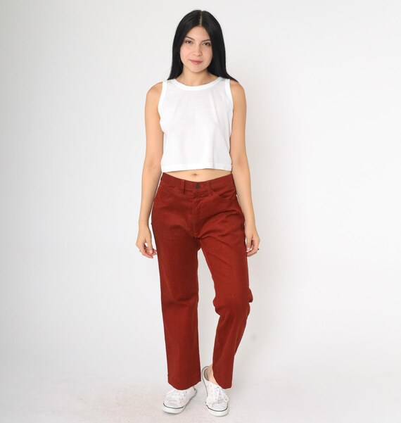 70s Corduroy Flared Pants Hippie Rust High Waisted Trousers Boho 1970s High Waist Vintage Bohemian Sears Roebucks Men's Medium 33 x 30