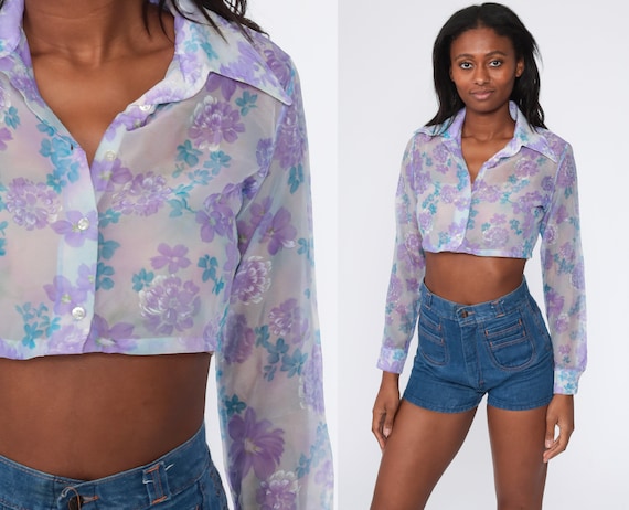 Purple sheer hot sale blouse