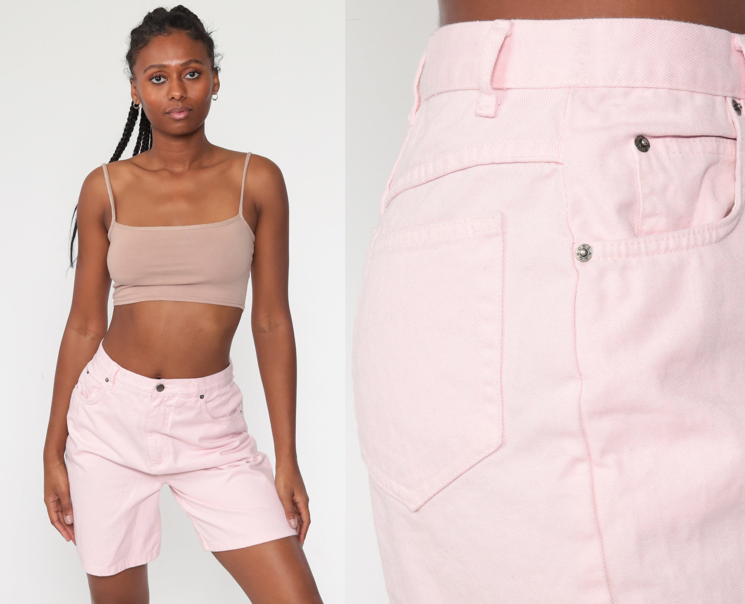 baby pink denim shorts