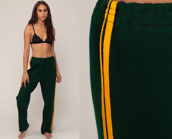 Green Sweatpants Track Pants 80s Old School Jogging Striped Track Suit Gym Running 1980s Sports Vintage Retro Warm Up Extra Large xl