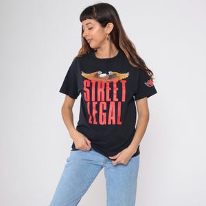90s Street Legal Biker Shirt Black Eagle Motorcycle T Shirt Tee Graphic Tshirt Hipster Retro Crewneck Small S