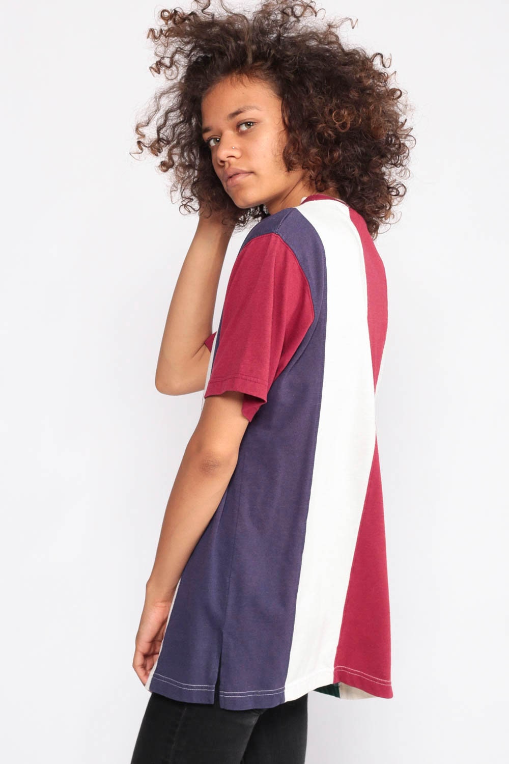 90s striped shirt outfit