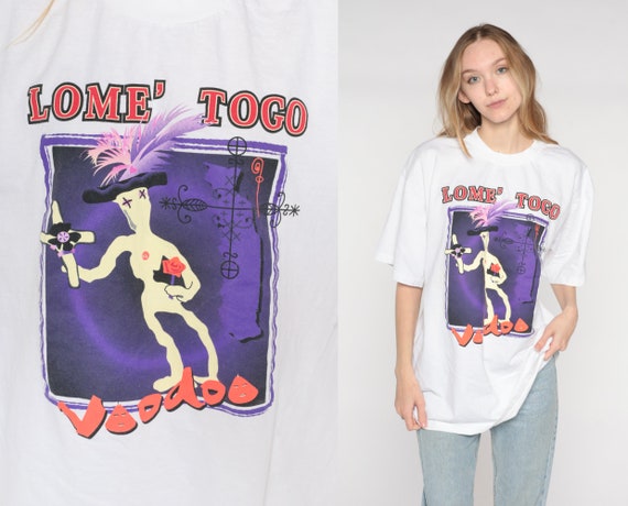 Lome Togo Voodoo Shirt 90s Akodessewa Fetish Market Tshirt Retro Africa Tourist Tee Princess Cruises T-shirt Vintage 1990s Extra Large xl