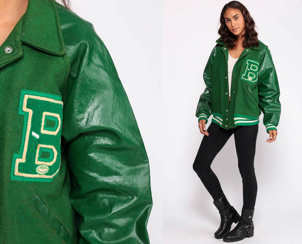 green wool varsity jacket