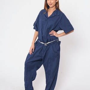 70s Coveralls Dark Blue Walls Utility Boilersuit Boiler Suit Vintage Straight Leg Jumpsuit Short Sleeve 1970s Workwear Zip Up Men&#39;s 50 R