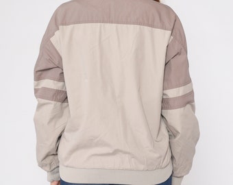 Reversible Members Only Jacket 80s Taupe Grey Windbreaker Tan