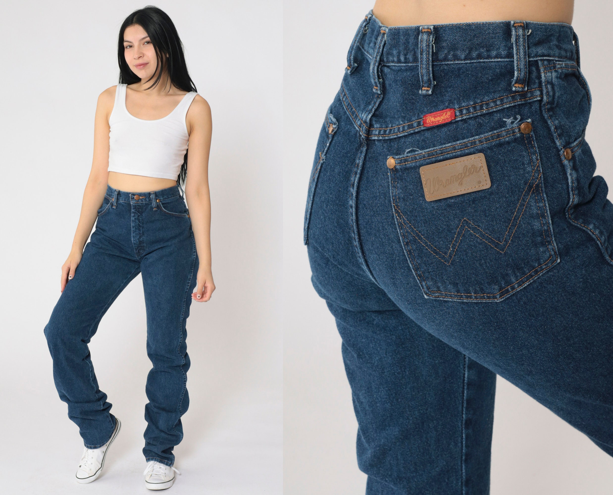 Jeans Wrangler des annees 90 Jeans jambe droite Western des annees 90 taille haute pantalon en denim bleu vintage petit 4 x 36 entrejambe grand Etsy France