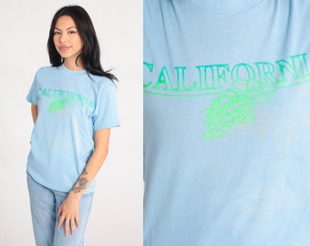 California T Shirt 80s Grape Shirt Baby Blue Tee Single Stitch Graphic Tshirt Vintage Winery Retro Tee Grape Vine Small xs s