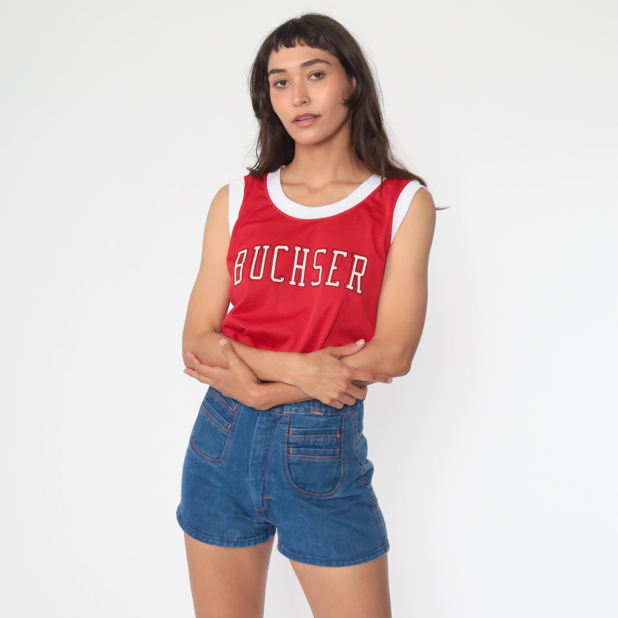 Red Tank Top Buchser Middle School Shirt Ringer Tee Shirt 80s Tank Top 