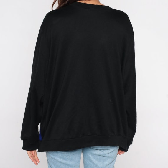 80s Color Block Sweatshirt Black Green Blue White… - image 6