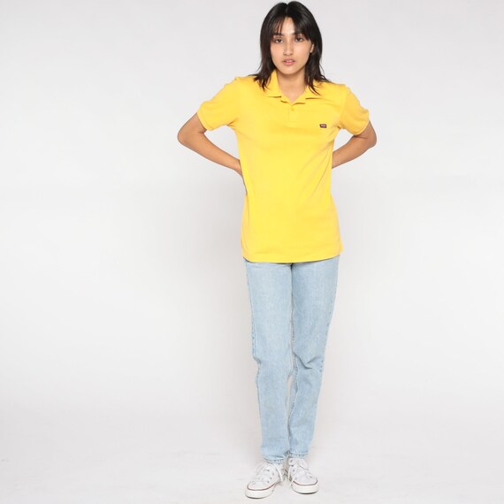 Brittania Polo Shirt 80s Bright Yellow Collared S… - image 4