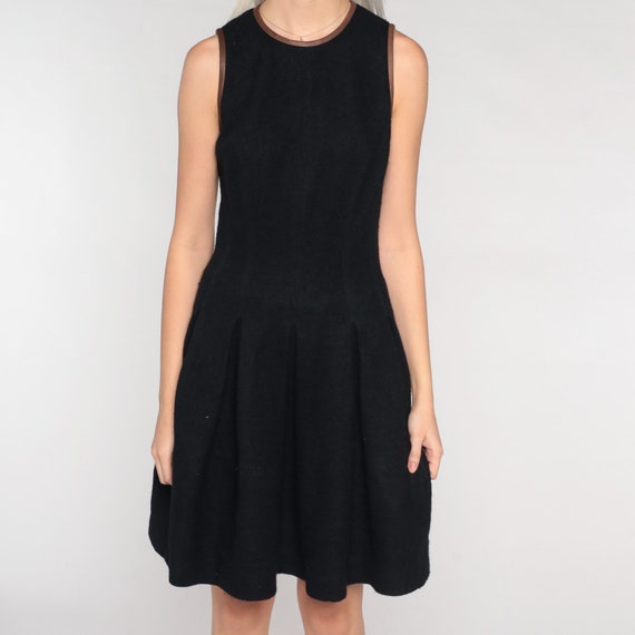 Black Mini Dress Y2k Ralph Lauren Wool Dress Plea… - image 9