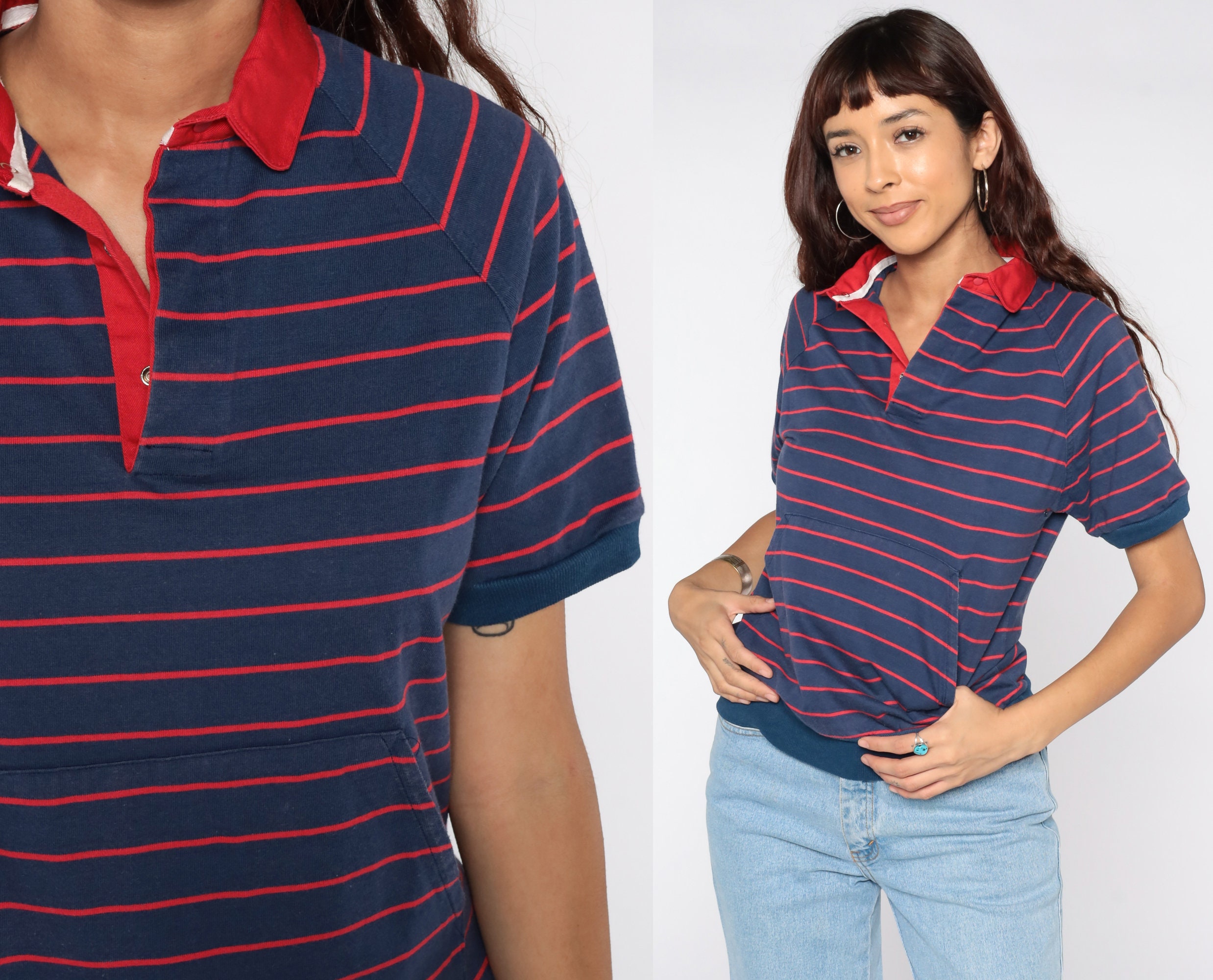 80s striped polo