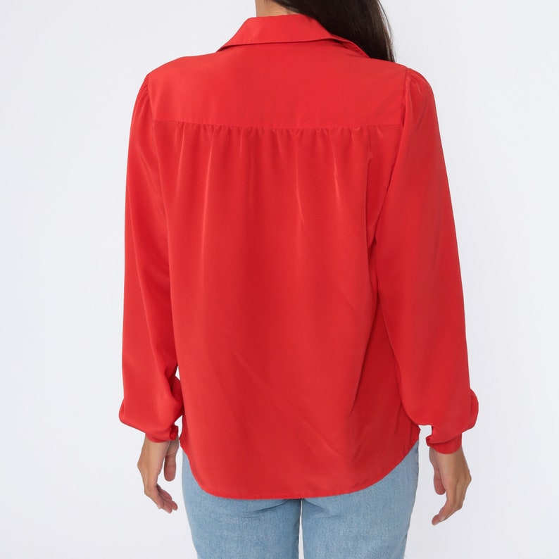 silky red button up shirt