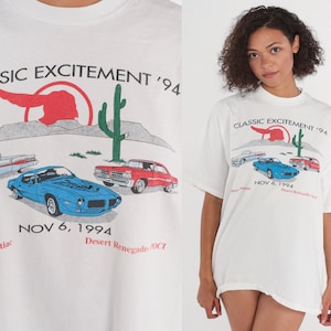 Vintage Pontiac Shirt 1994 Classic Excitement T-Shirt Car Race TShirt Desert Renegades Graphic Tee Retro Racing Nascar White 1990s Mens XL