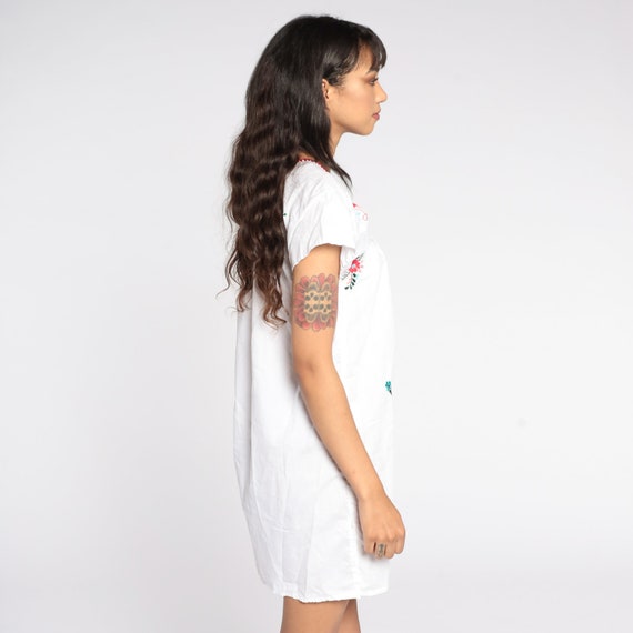 Mexican Dress Embroidered White Mini Dress Boho C… - image 5