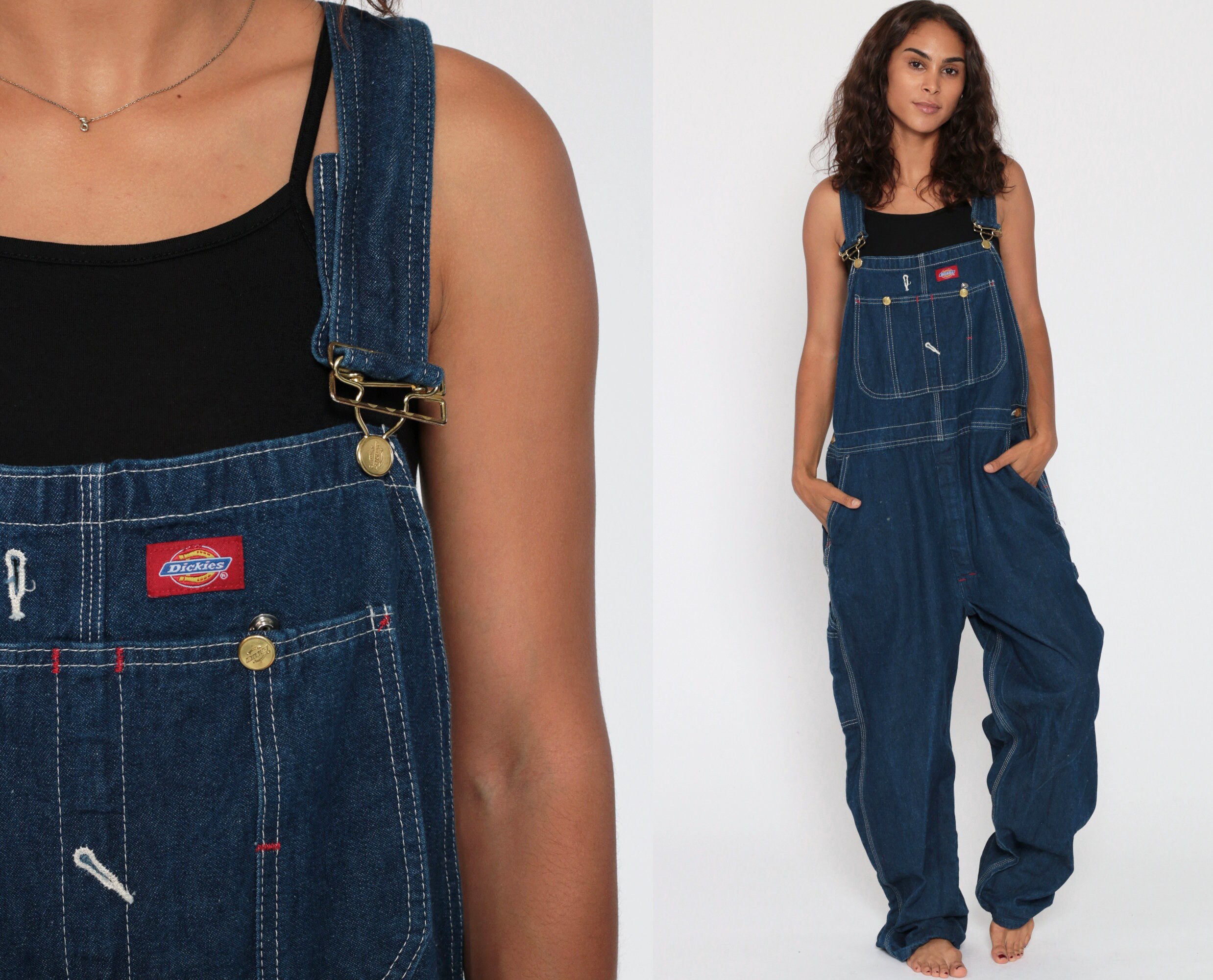 dark blue jean overalls
