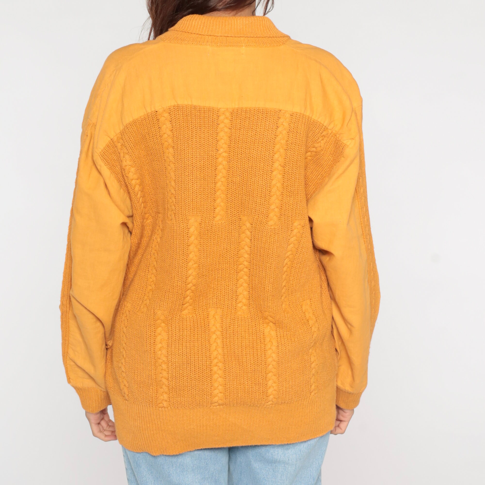 Orange Knit Sweater 80s 90s Shawl Collar Sweater Boho Pullover - Etsy