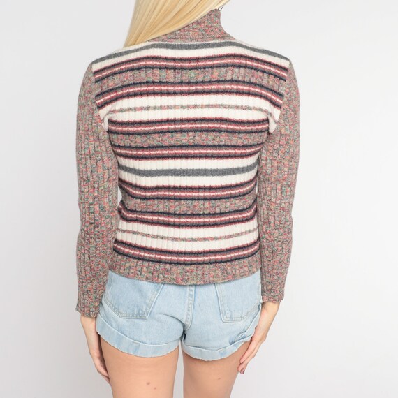 Striped Turtleneck Sweater Y2K Space Dye Knit Swe… - image 7