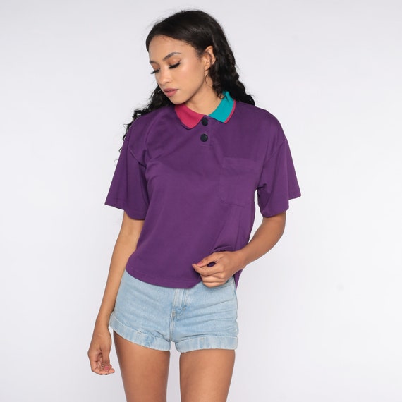 purple 80s shirt