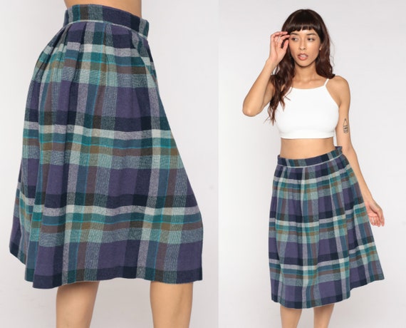 Plaid midi 2025 skirt 1970