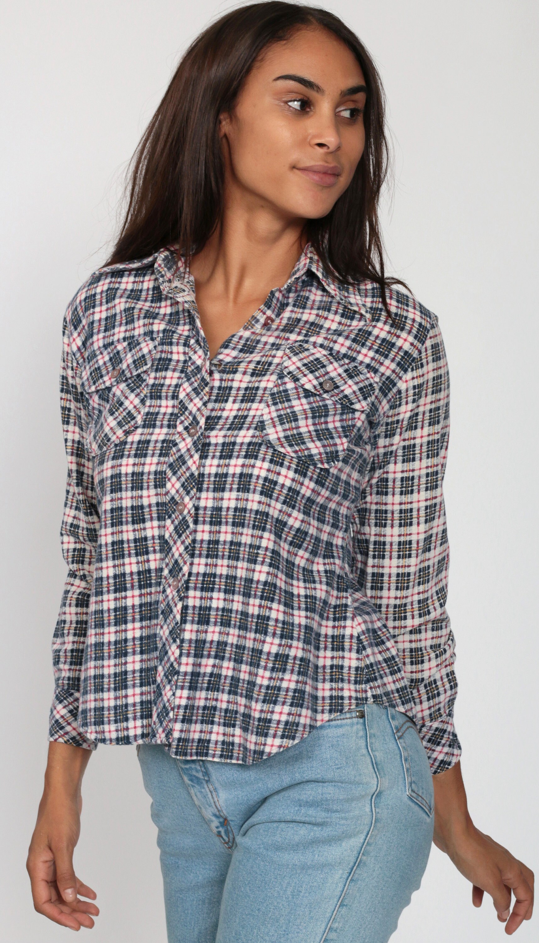 Flannel Shirt 90s PLAID Flannel Long Sleeve Grunge Lumberjack Cotton