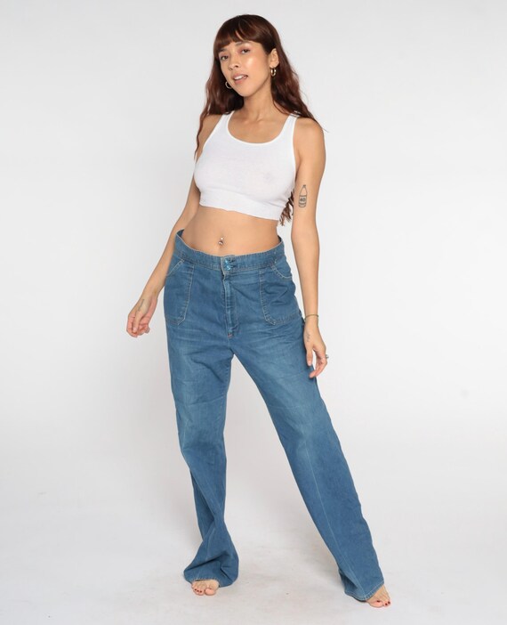 Straight Leg Jeans 1980s Levis Vintage Blue Denim Cotton High Waisted 80s Fashion Classic Levi Strauss Casual Vintage Classic Cut 32 x 33