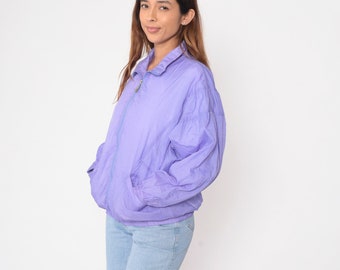希少❗️ 紫文字タグ　ビンテージ　ローガンダウン　1990 Vintage Lavender Windbreaker Jacket 90s Plain Purple Warmup