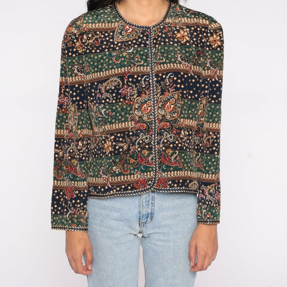 Boho Jacket 90s Striped Floral Print Grunge Abstr… - image 6