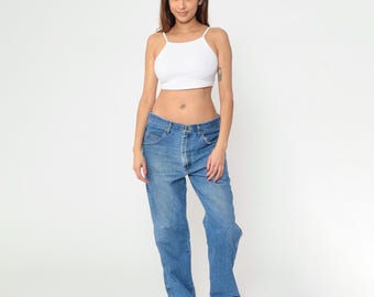 Vintage 00s Wrangler Jeans y2k Workwear Straight Leg Relaxed Denim Pants High Rise Men's 34 x 32 Large L