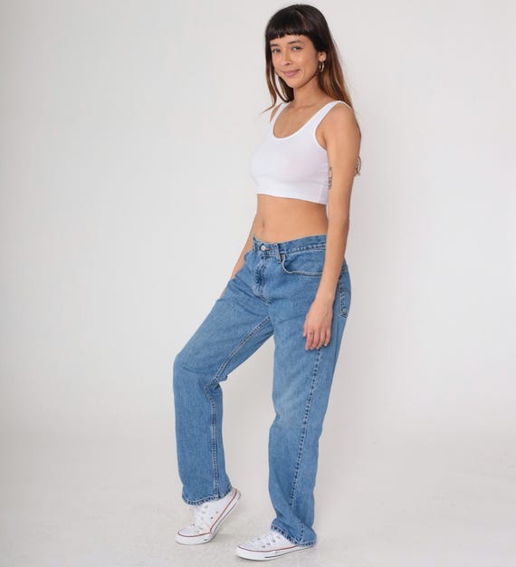 Levis 505 Jeans 90s 505s Straight Leg Jeans High Waisted Rise Relaxed Boyfriend Retro Levi Strauss Denim Pants Vintage 1990s Medium 34 x 32