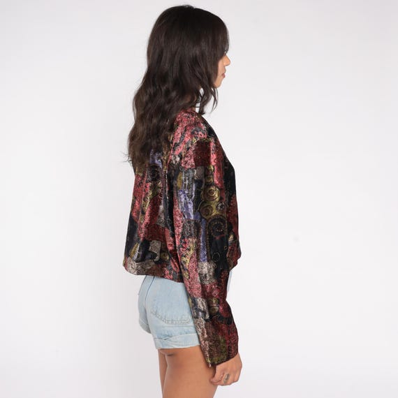 90s Abstract Jacket Cropped Button Front Multicol… - image 5