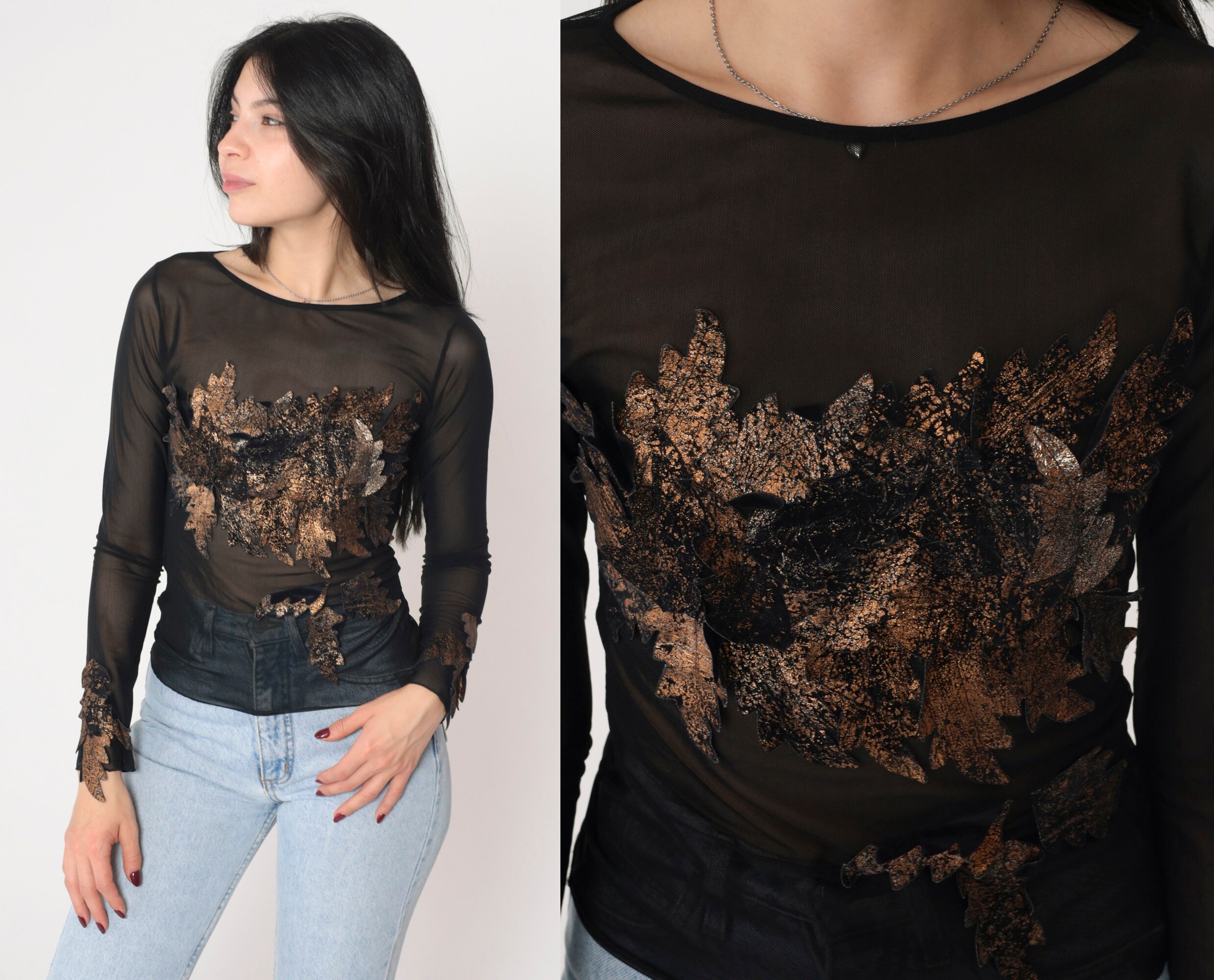 Vintage Black Glow Disco Mesh Top – S/M → Hotbox Vintage