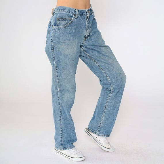 90s Lee Jeans Straight Leg High Waisted Jeans Tapered Leg High Rise Relaxed Denim Pants Boyfriend Blue Streetwear Vintage 1990s Large