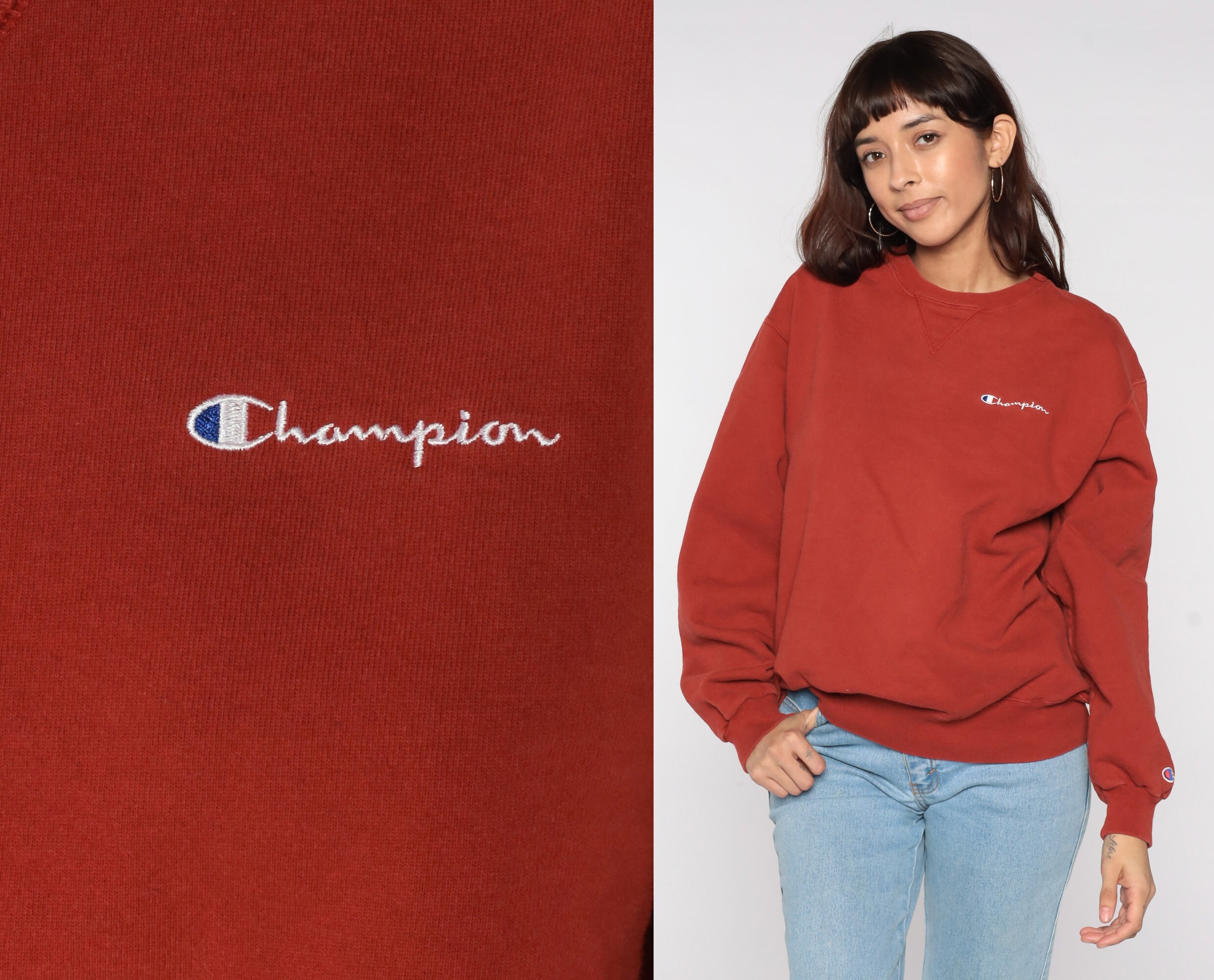 red champion sweatshirt womens