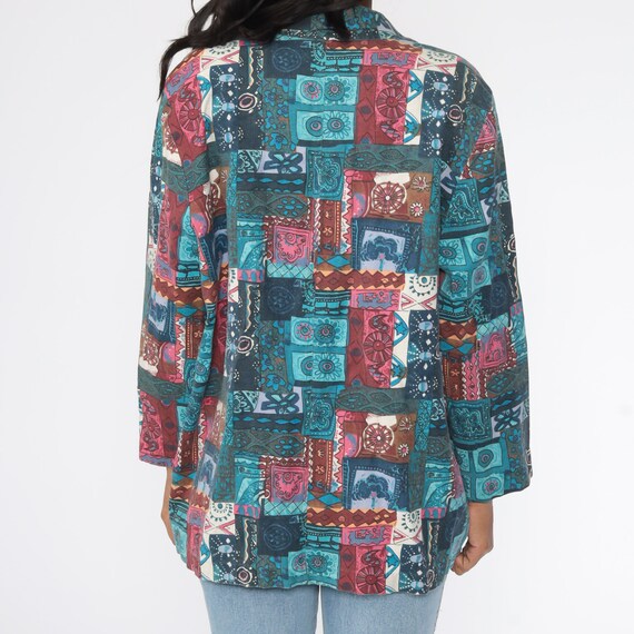 90s Patchwork Jacket Blue Boho Jacket Floral Jack… - image 6