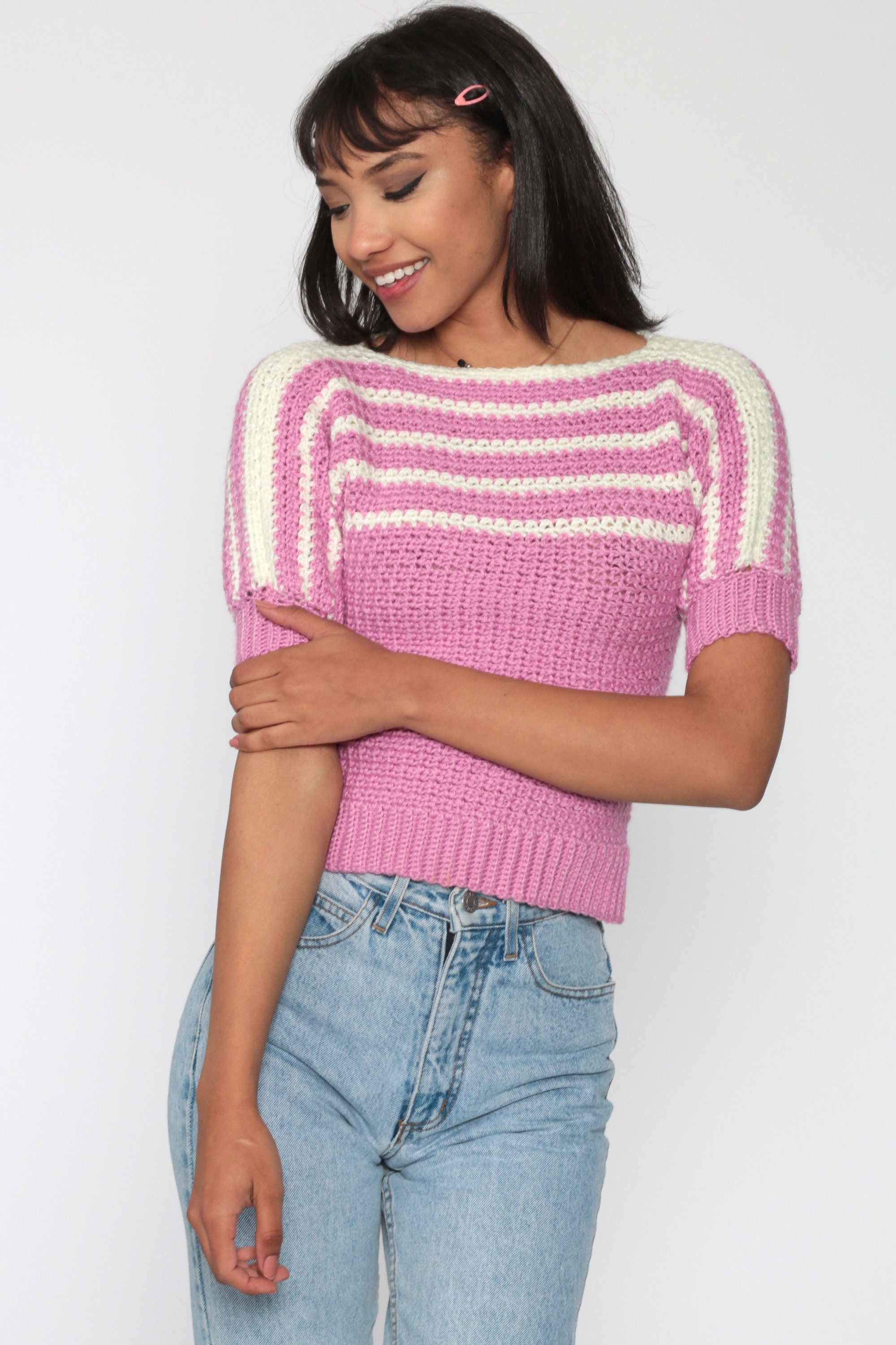 pink and purple striped shirt womens