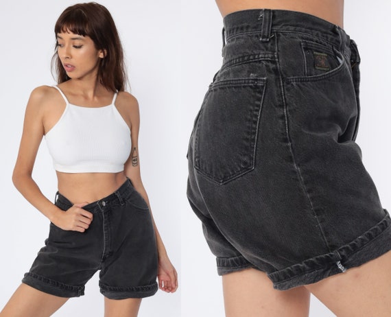 Black Denim Shorts WRANGLER Shorts High Rise Jean
