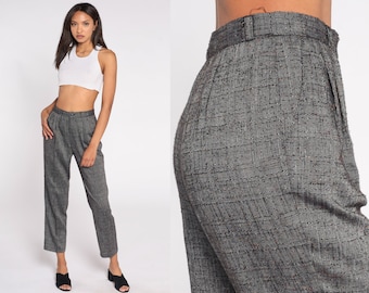 Grey Pleated Trousers 90s High Waisted Pants Relaxed Tapered Pants Vintage 1990s Pants Slacks Office Preppy High Waist Small 26