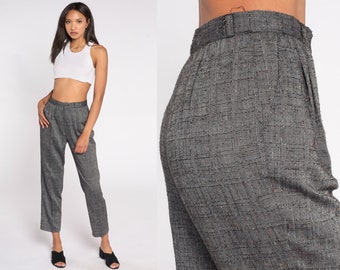 Grey Pleated Trousers 90s High Waisted Pants Relaxed Tapered Pants Vintage 1990s Pants Slacks Office Preppy High Waist Small 26